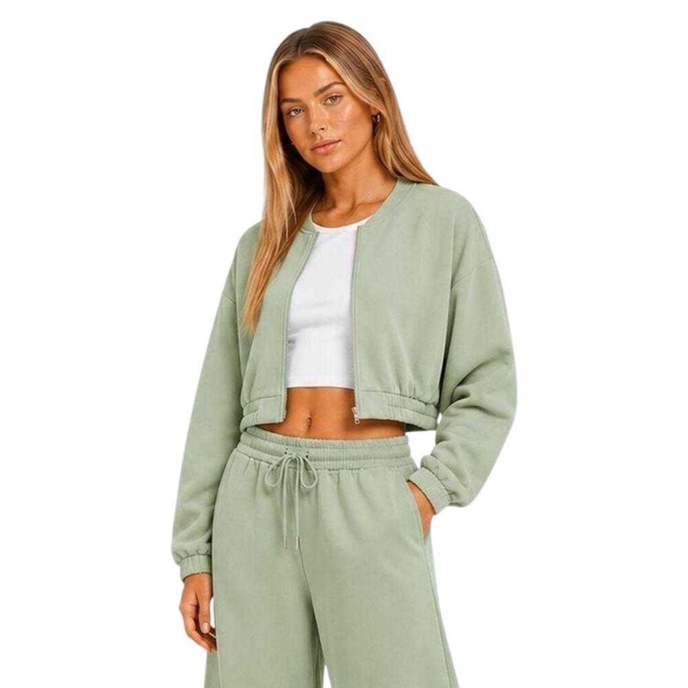 I Saw It First Womens/Ladies Fleece Full Zip Relaxed Fit Bomber Jacket / Sage